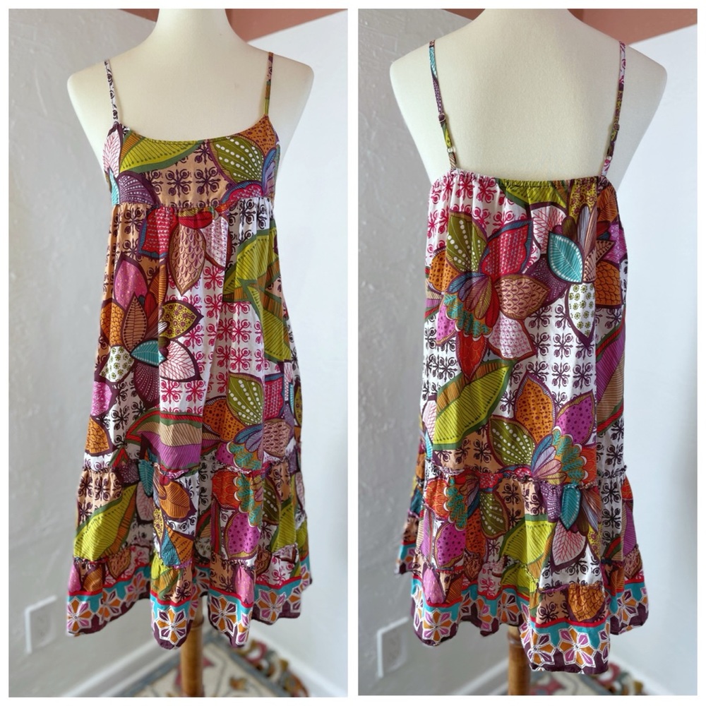 Anthropologie Postella Empire Floral Tier Dress Sz M